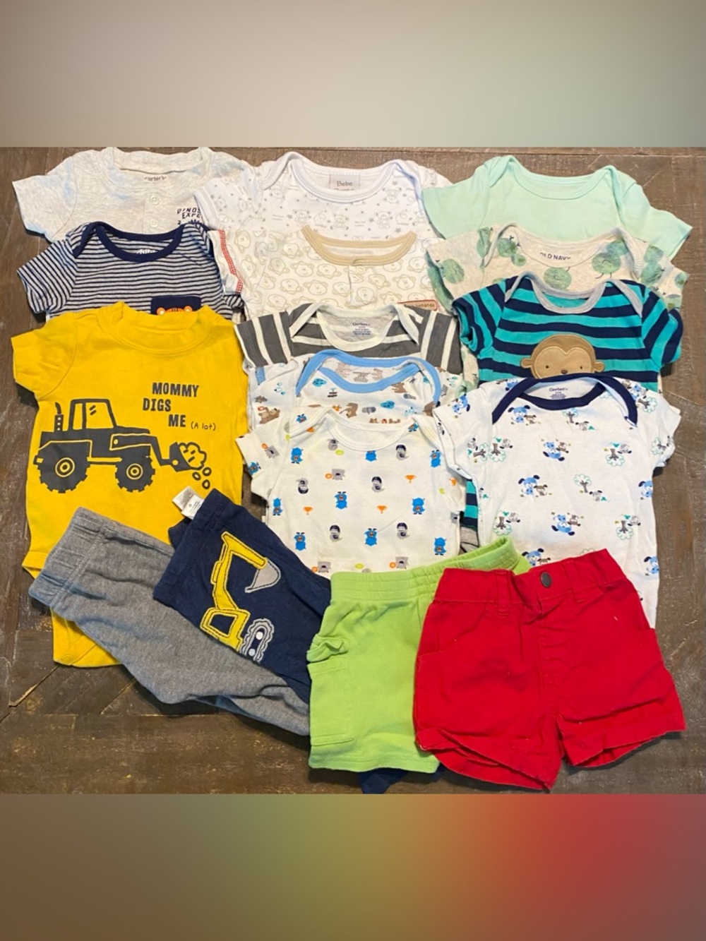 Baby Boy 16 piece lot of size 3-6/6-9 months Bundle bodysuit shirts Pants short